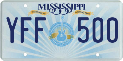MS license plate YFF500