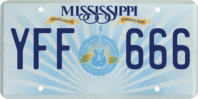 MS license plate YFF666