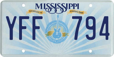 MS license plate YFF794