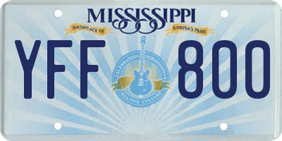 MS license plate YFF800