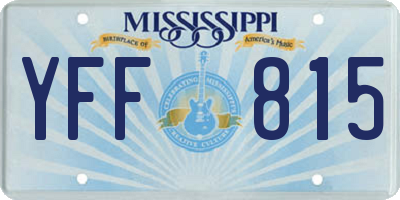 MS license plate YFF815
