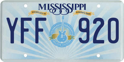 MS license plate YFF920
