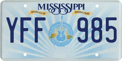 MS license plate YFF985