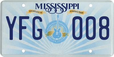 MS license plate YFG008