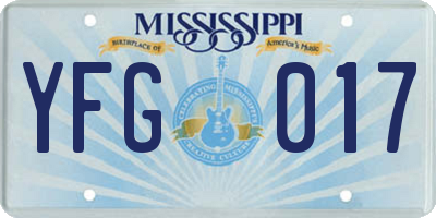 MS license plate YFG017