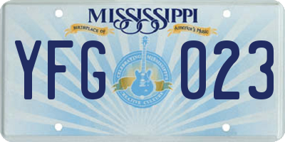 MS license plate YFG023