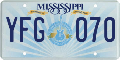 MS license plate YFG070