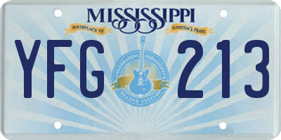 MS license plate YFG213