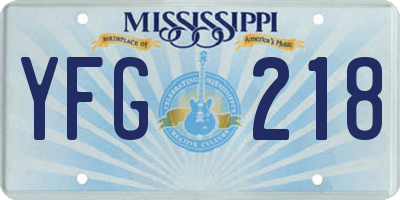 MS license plate YFG218