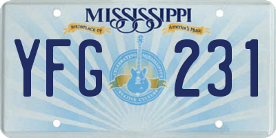 MS license plate YFG231