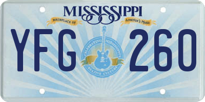 MS license plate YFG260
