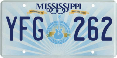 MS license plate YFG262