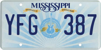 MS license plate YFG387
