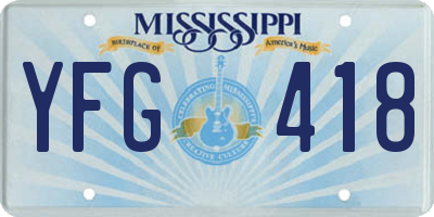 MS license plate YFG418