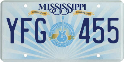 MS license plate YFG455