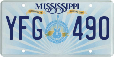 MS license plate YFG490