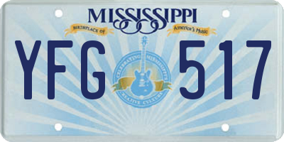 MS license plate YFG517