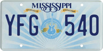 MS license plate YFG540