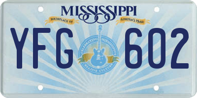 MS license plate YFG602