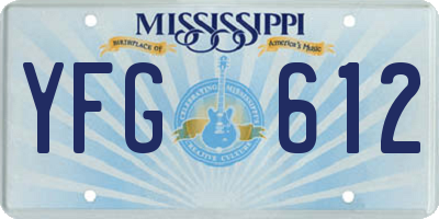 MS license plate YFG612