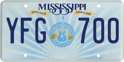 MS license plate YFG700