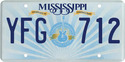 MS license plate YFG712