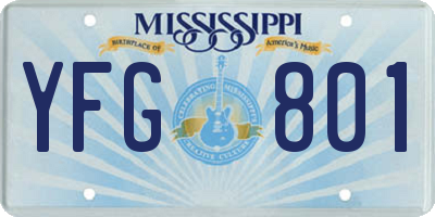MS license plate YFG801