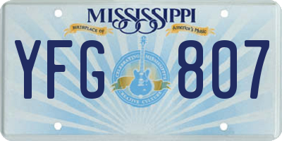 MS license plate YFG807