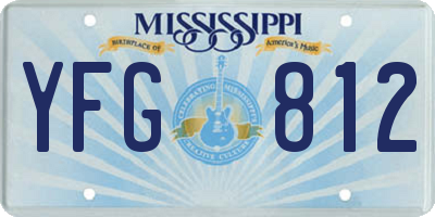 MS license plate YFG812
