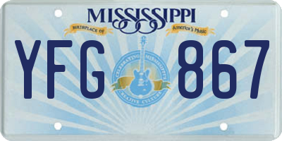 MS license plate YFG867