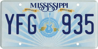 MS license plate YFG935