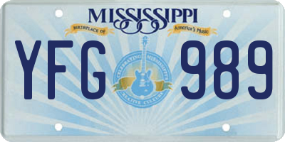 MS license plate YFG989