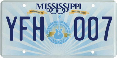 MS license plate YFH007