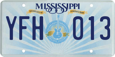 MS license plate YFH013