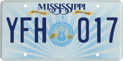 MS license plate YFH017