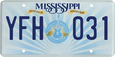 MS license plate YFH031