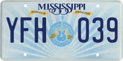 MS license plate YFH039