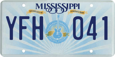 MS license plate YFH041