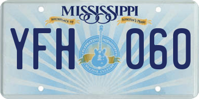 MS license plate YFH060