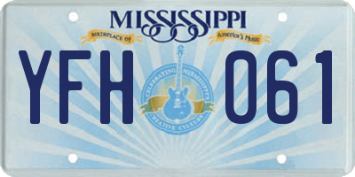 MS license plate YFH061