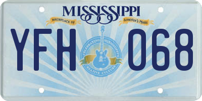 MS license plate YFH068