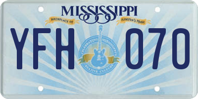 MS license plate YFH070