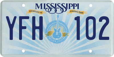 MS license plate YFH102