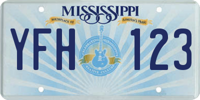MS license plate YFH123