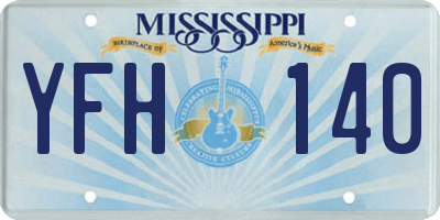 MS license plate YFH140