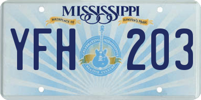 MS license plate YFH203