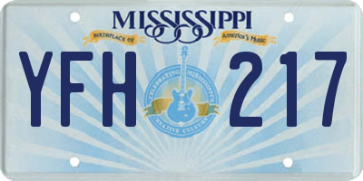 MS license plate YFH217