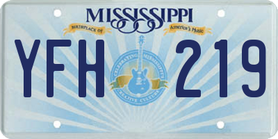 MS license plate YFH219