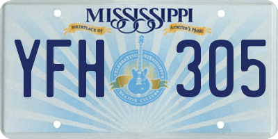 MS license plate YFH305