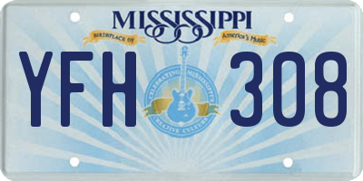 MS license plate YFH308